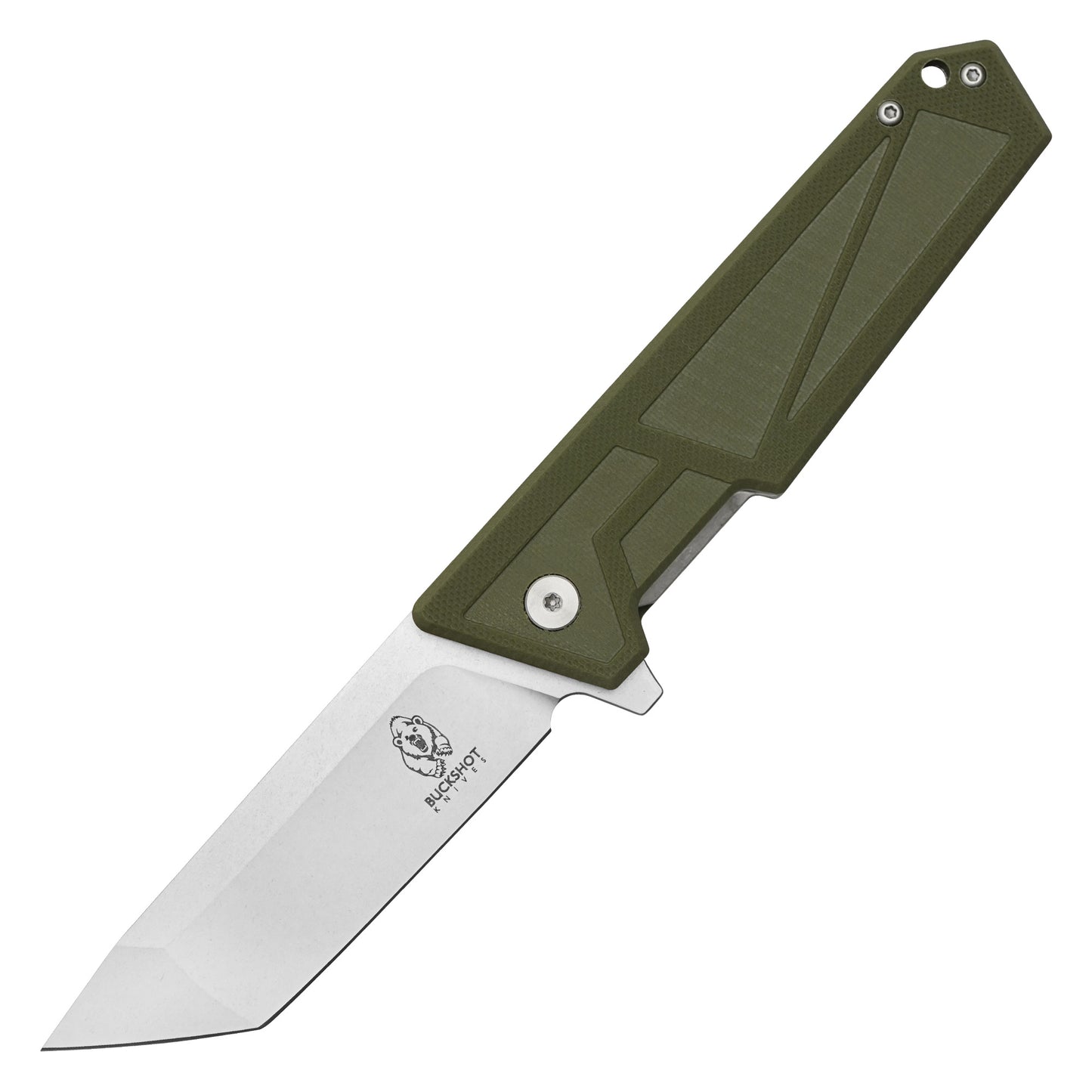 Buckshot Knives - 8" Olive Green D2 Tanto | Ball Bearing Pocket Knife