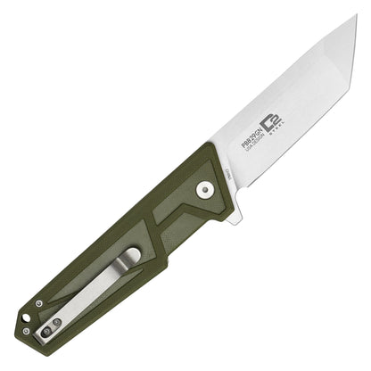 Buckshot Knives - 8" Olive Green D2 Tanto | Ball Bearing Pocket Knife