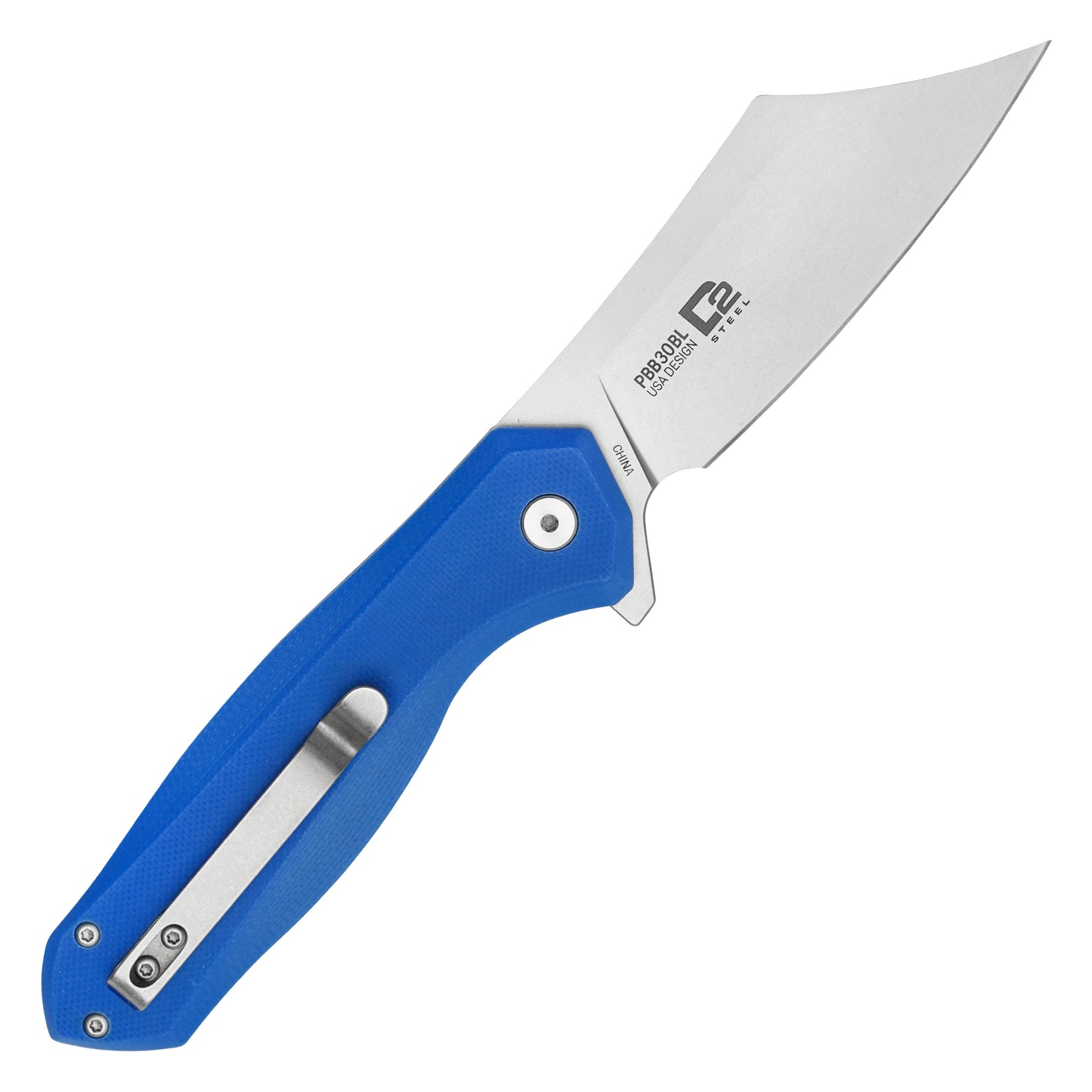 Buckshot Knives - 8.25" Blue D2 Clip Point | Ball Bearing Pocket Knife