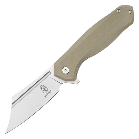 Buckshot Knives - 8.25" Desert Tan D2 Clip Point | Ball Bearing Pocket Knife