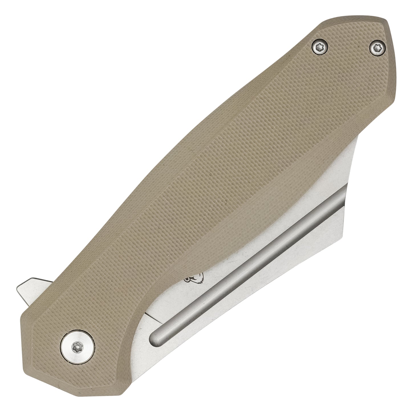 Buckshot Knives - 8.25" Desert Tan D2 Clip Point | Ball Bearing Pocket Knife