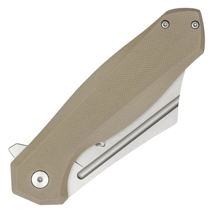 Buckshot Knives - 8.25" Desert Tan D2 Clip Point | Ball Bearing Pocket Knife
