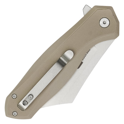 Buckshot Knives - 8.25" Desert Tan D2 Clip Point | Ball Bearing Pocket Knife