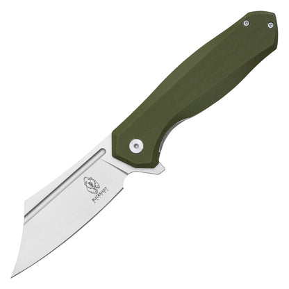 Buckshot Knives - 8.25" Olive Green D2 Clip Point | Ball Bearing Pocket Knife