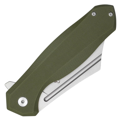 Buckshot Knives - 8.25" Olive Green D2 Clip Point | Ball Bearing Pocket Knife