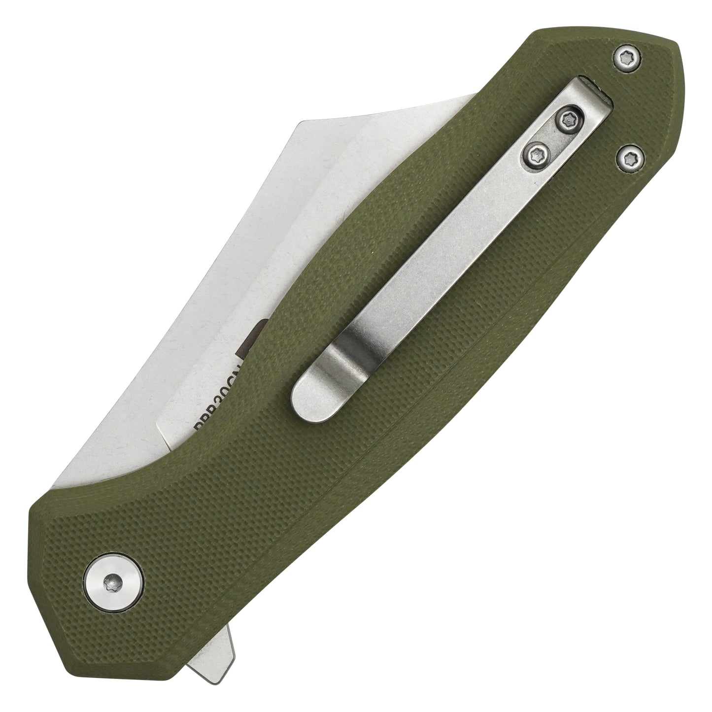Buckshot Knives - 8.25" Olive Green D2 Clip Point | Ball Bearing Pocket Knife