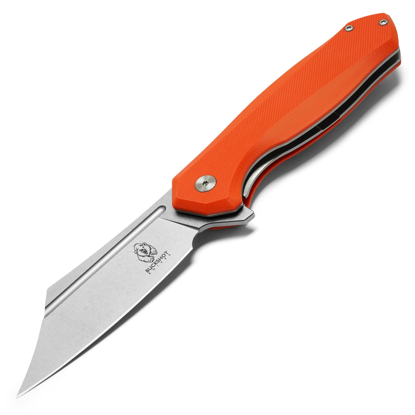 Buckshot Knives - 8.25" Orange D2 Clip Point | Ball Bearing Pocket Knife