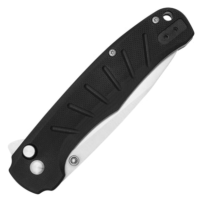 Buckshot Knives - 8" Black D2 Drop Point | Ball Bearing Pocket Knife