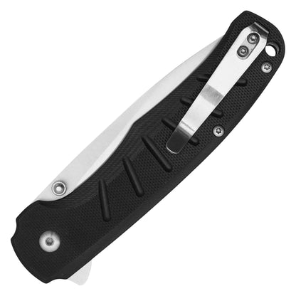 Buckshot Knives - 8" Black D2 Drop Point | Ball Bearing Pocket Knife