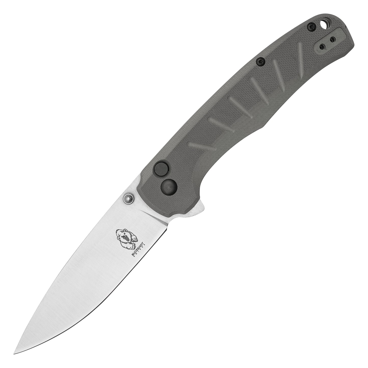Buckshot Knives - 8" Gray D2 Drop Point | Ball Bearing Pocket Knife