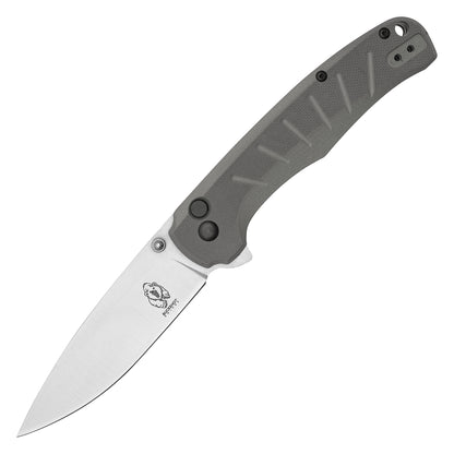Buckshot Knives - 8" Gray D2 Drop Point | Ball Bearing Pocket Knife
