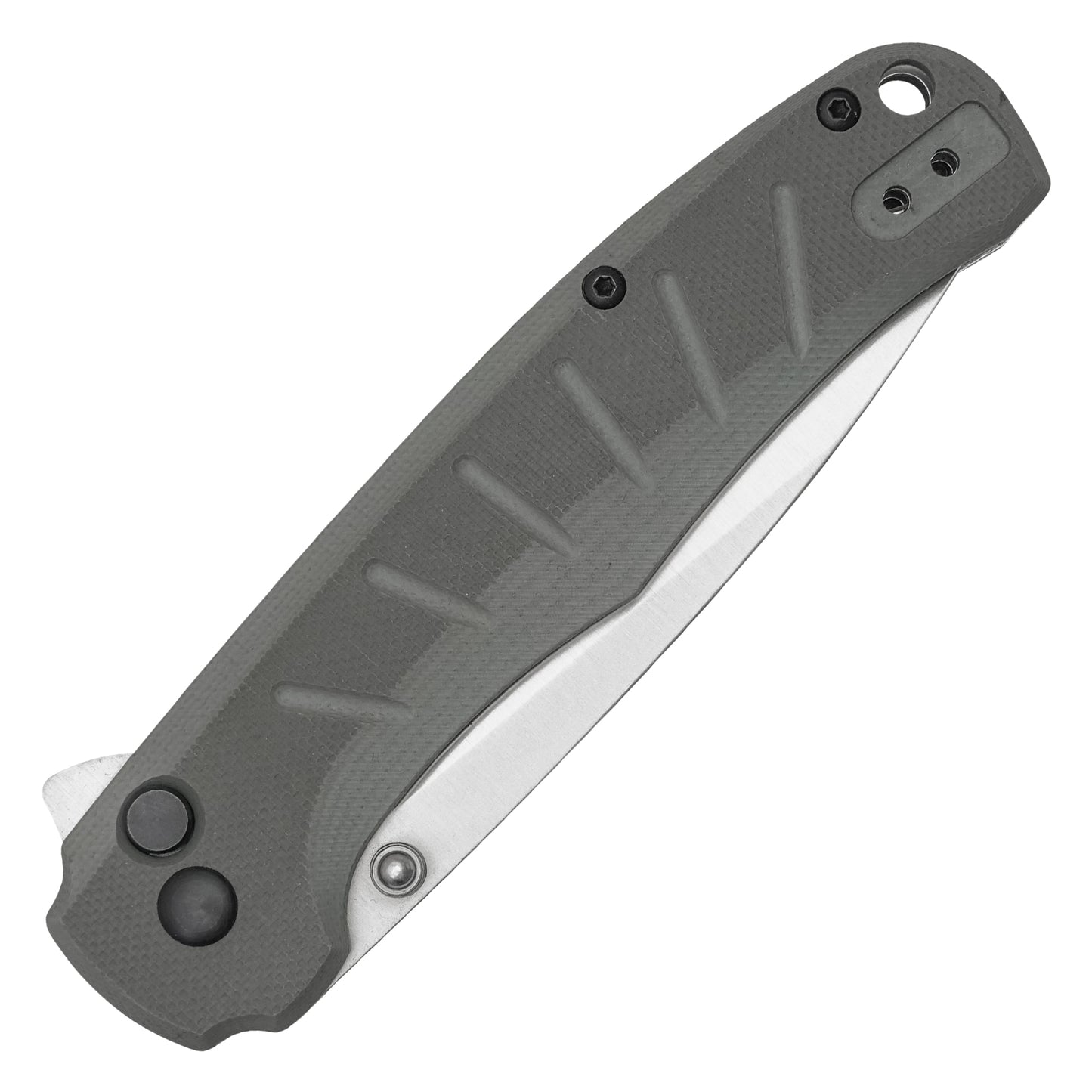 Buckshot Knives - 8" Gray D2 Drop Point | Ball Bearing Pocket Knife