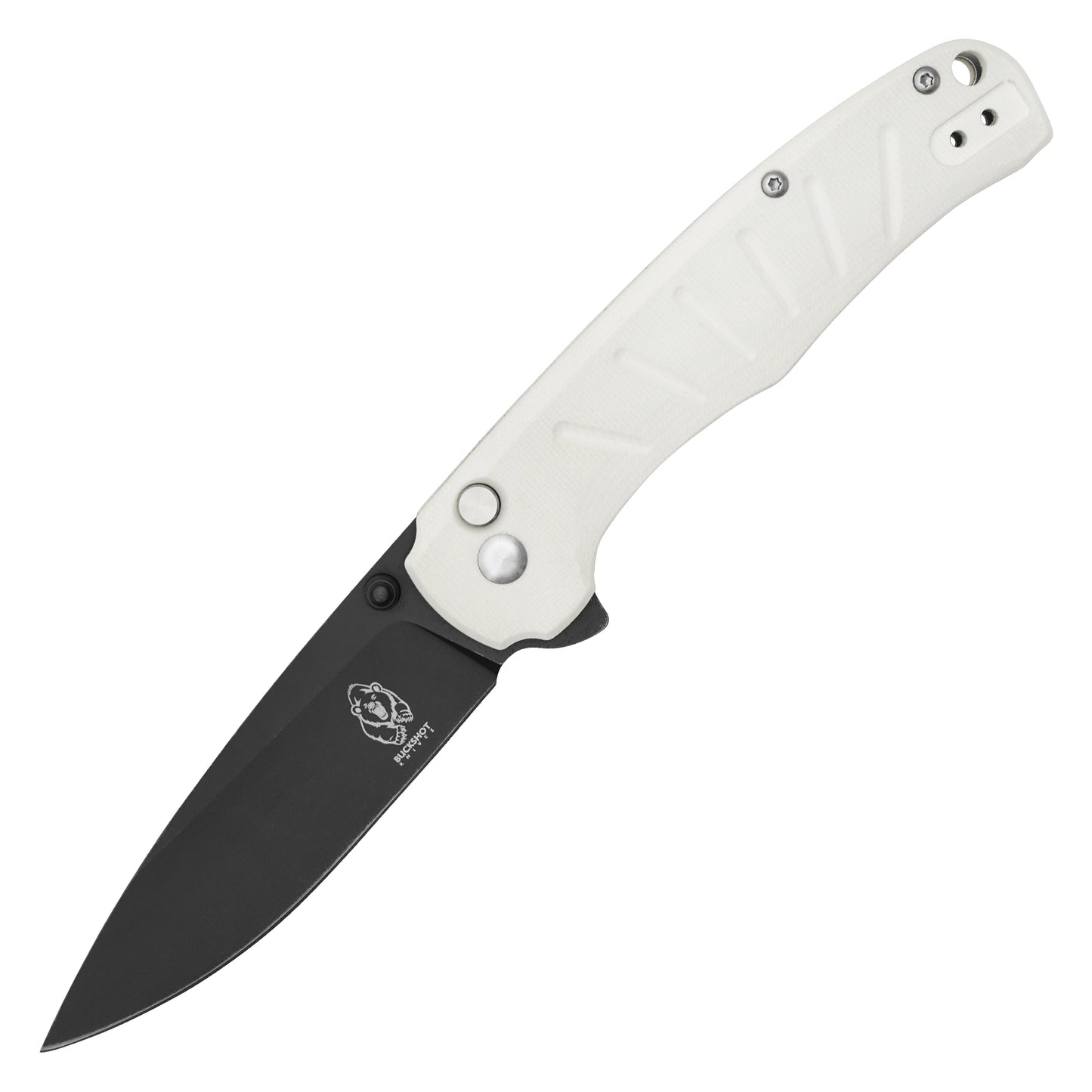 Buckshot Knives - 8" White D2 Drop Point | Ball Bearing Pocket Knife