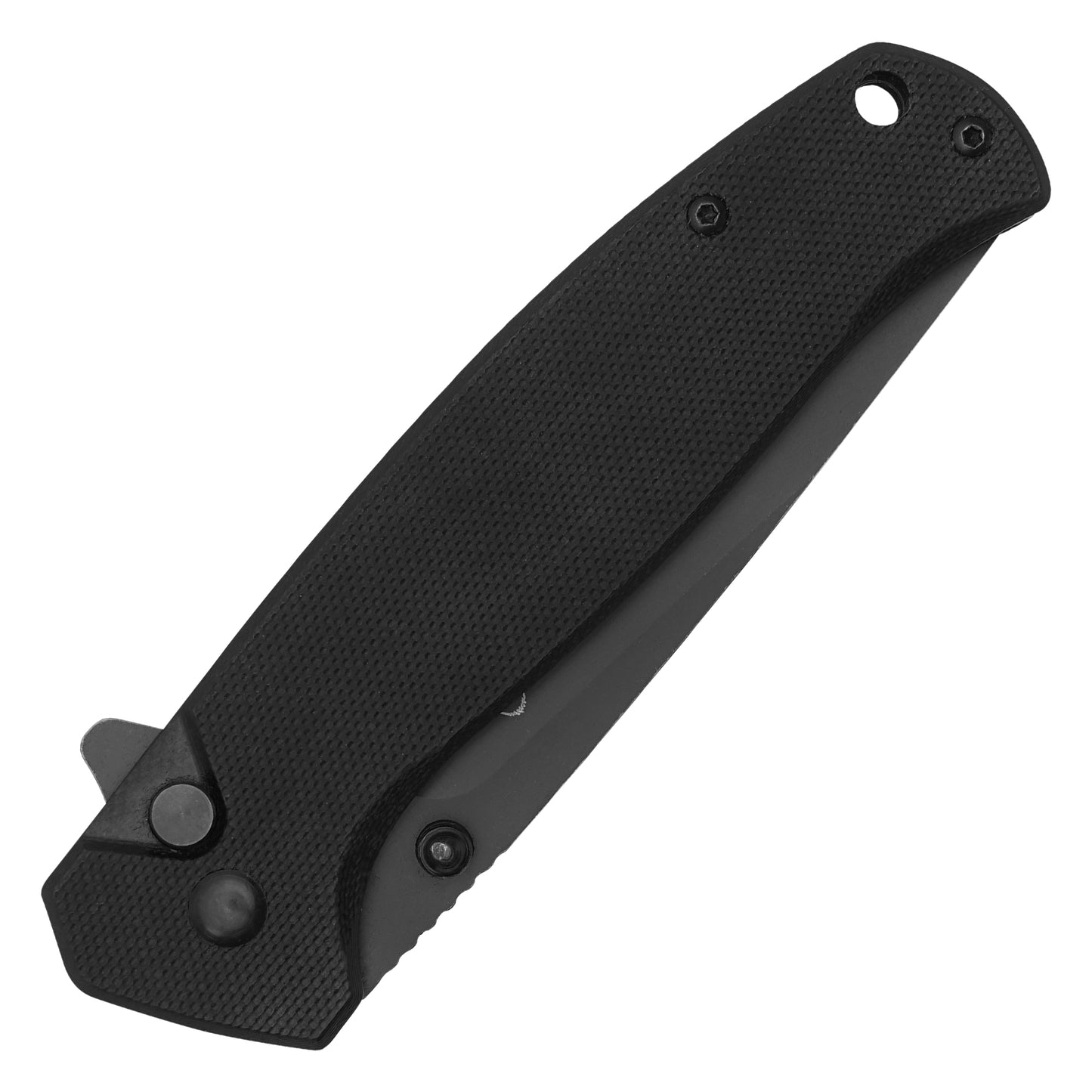 Buckshot Knives - 7.75" Black D2 Drop Point | Ball Bearing Pocket Knife