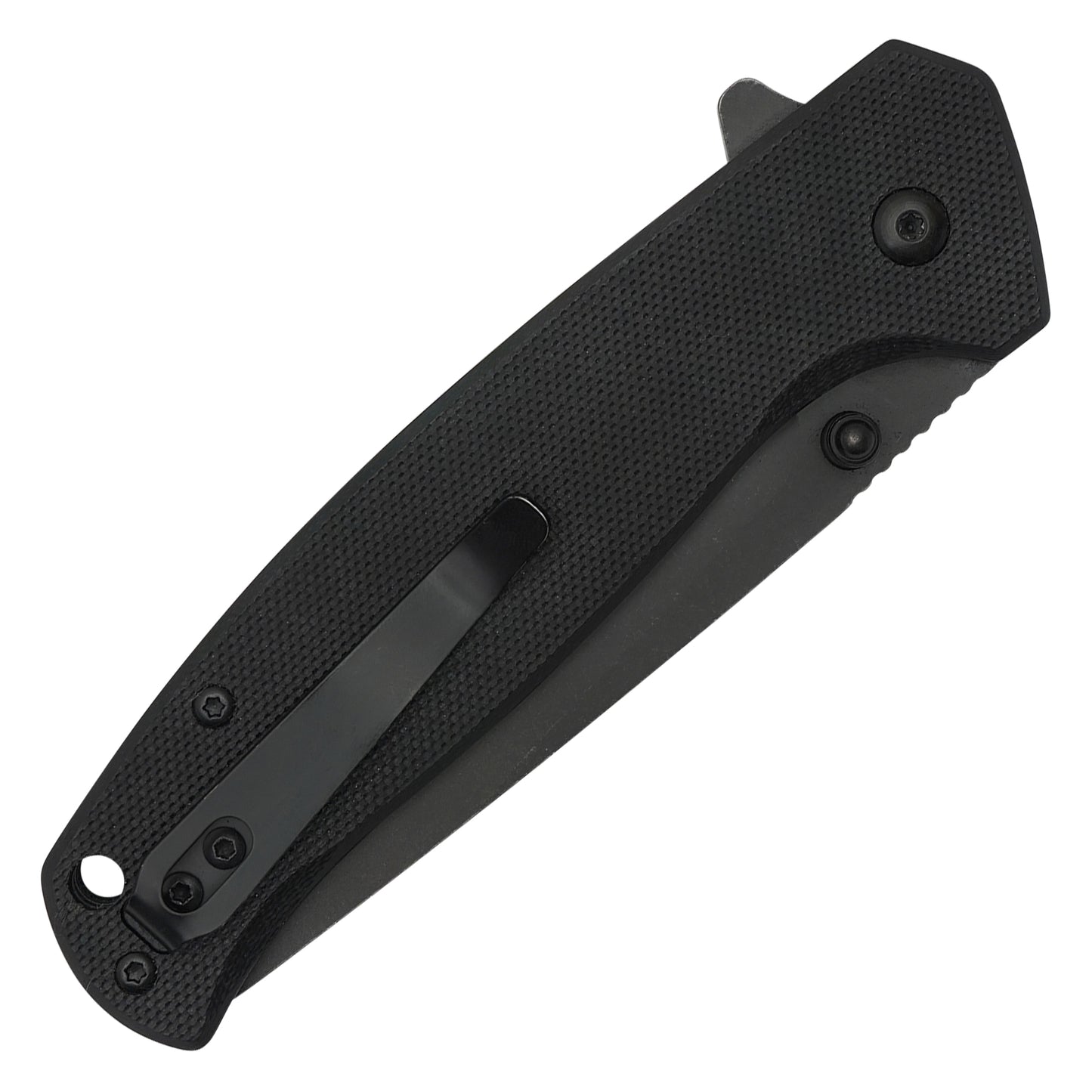Buckshot Knives - 7.75" Black D2 Drop Point | Ball Bearing Pocket Knife