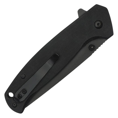 Buckshot Knives - 7.75" Black D2 Drop Point | Ball Bearing Pocket Knife