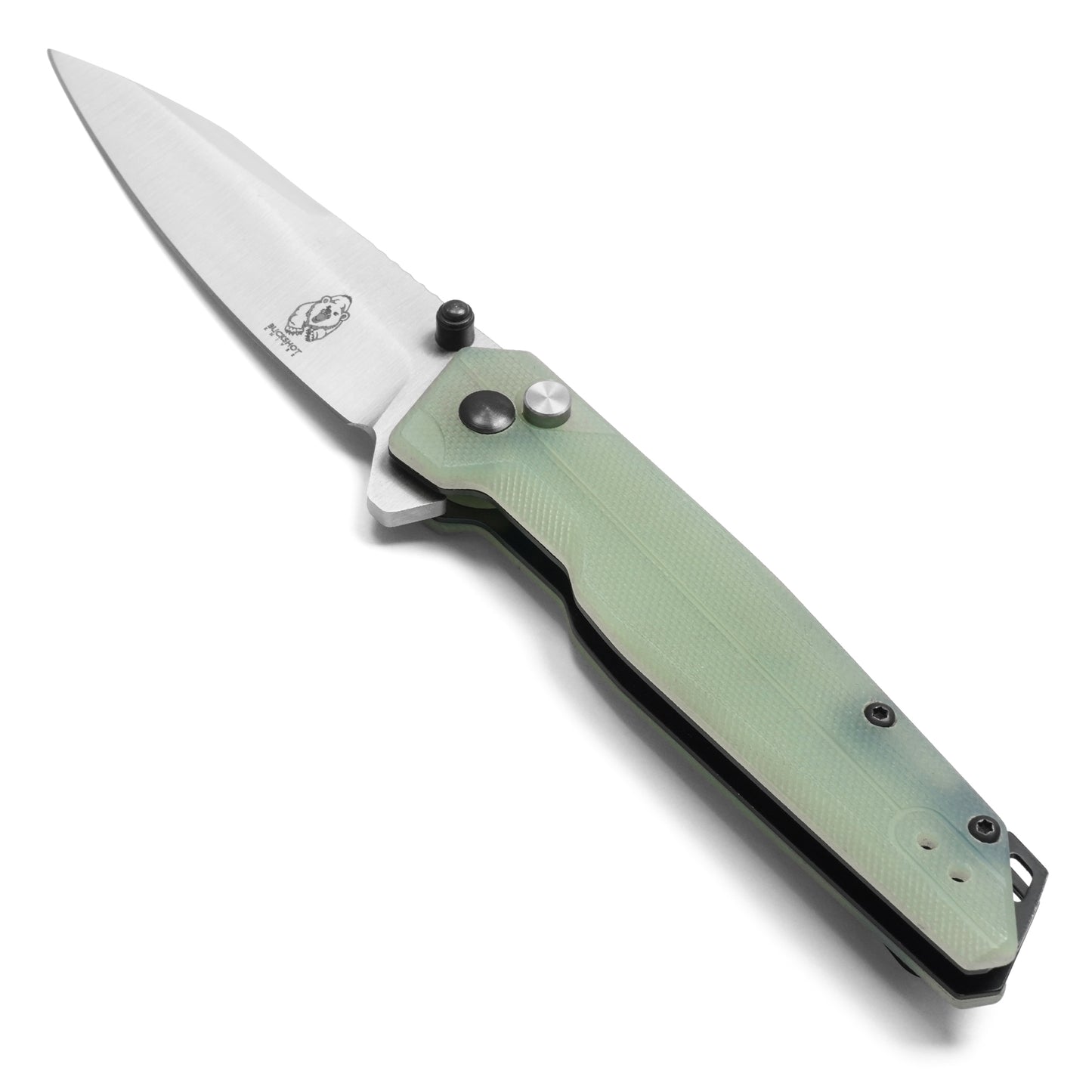 Buckshot Knives - 7.5" Jade D2 Drop Point | Ball Bearing Pocket Knife