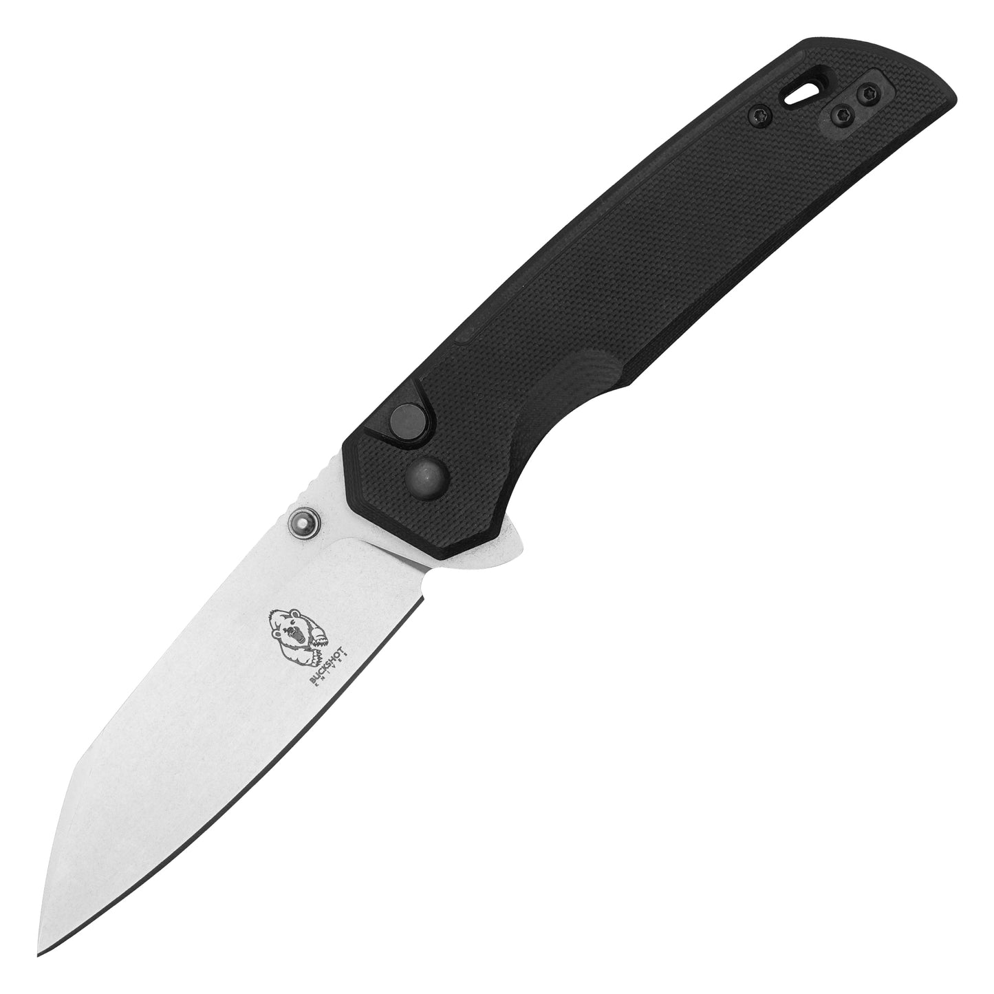 Buckshot Knives - 7.75" Black D2 Drop Point | Ball Bearing Pocket Knife