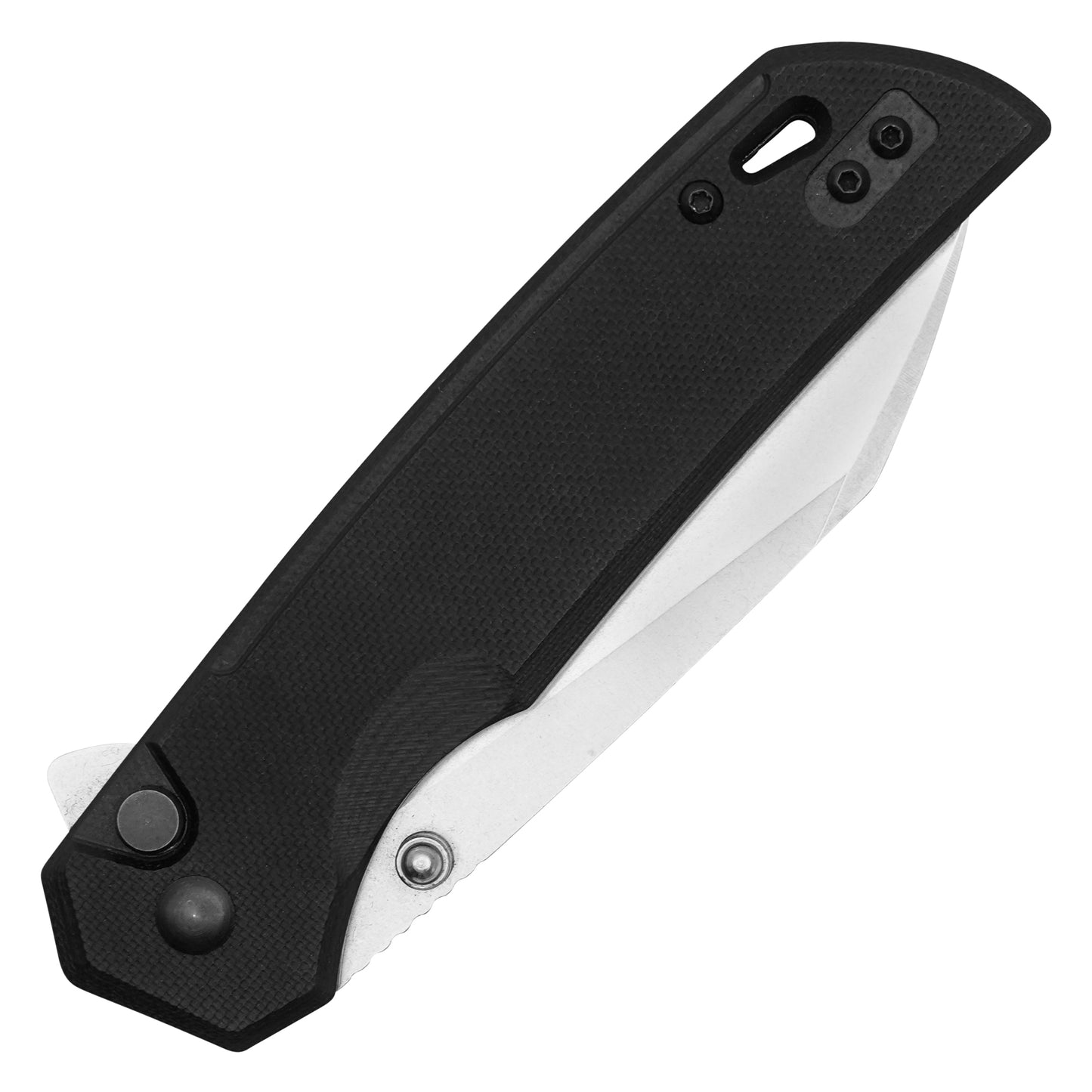 Buckshot Knives - 7.75" Black D2 Drop Point | Ball Bearing Pocket Knife