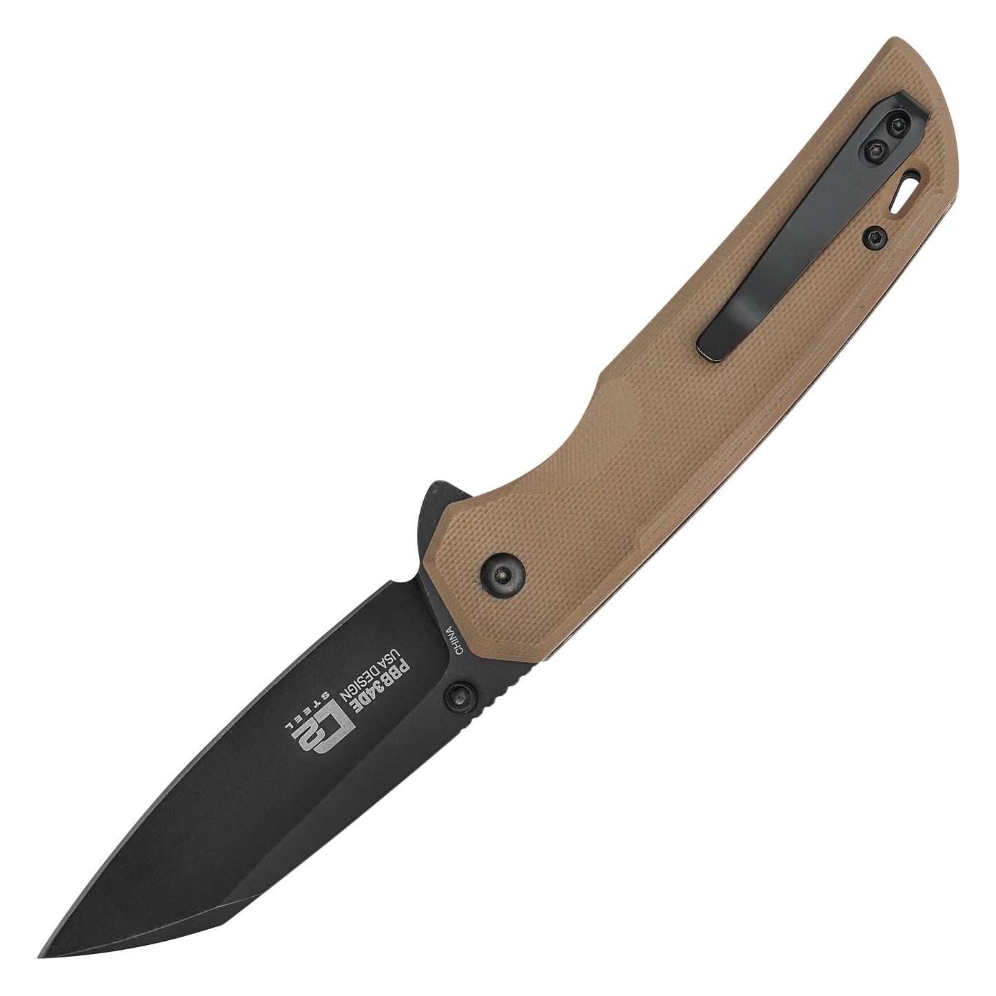 Buckshot Knives - 7.75" Brown D2 Drop Point | Ball Bearing Pocket Knife