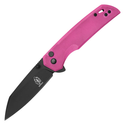 Buckshot Knives - 7.75" Pink D2 Drop Point | Ball Bearing Pocket Knife