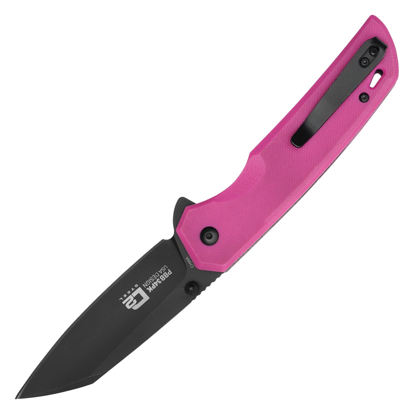 Buckshot Knives - 7.75" Pink D2 Drop Point | Ball Bearing Pocket Knife