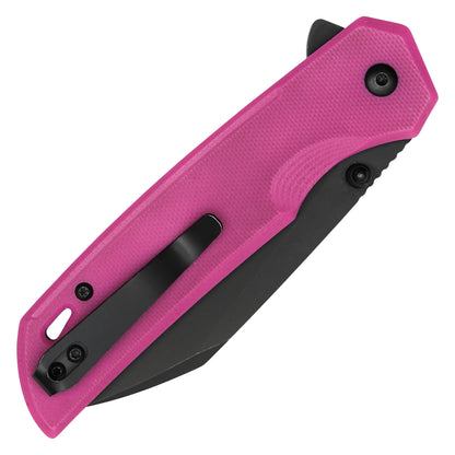 Buckshot Knives - 7.75" Pink D2 Drop Point | Ball Bearing Pocket Knife