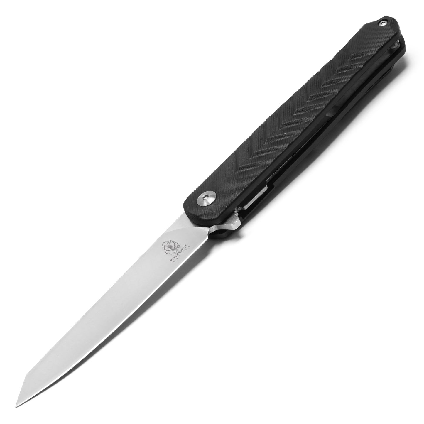 Buckshot Knives - 8.5" Slim Black D2 | Ball Bearing Pocket Knife