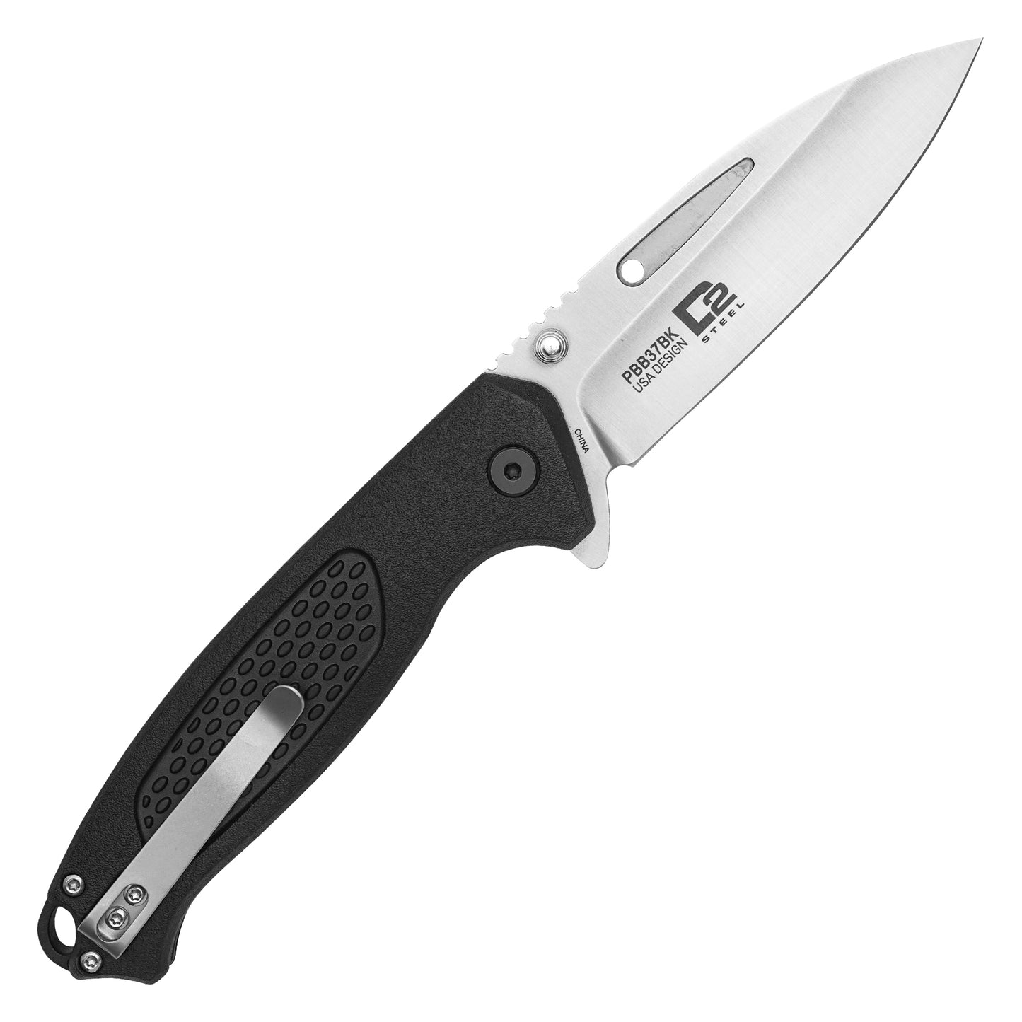 Buckshot Knives - 8.25" Black Textured D2 | Ball Bearing Pocket Knife