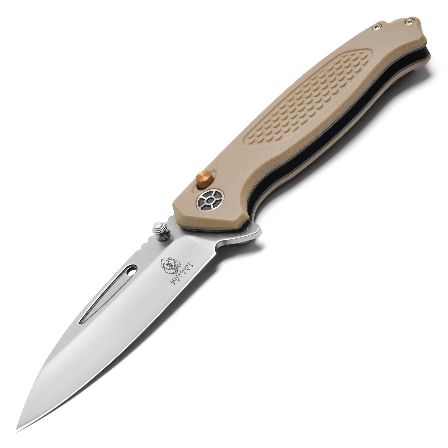 Buckshot Knives - 8.25" Desert Textured D2 | Ball Bearing Pocket Knife