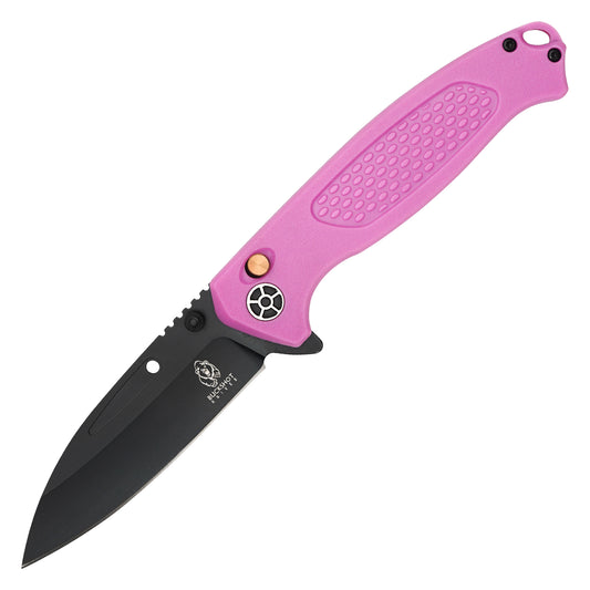 Buckshot Knives - 8.25" Pink Textured D2 | Ball Bearing Pocket Knife