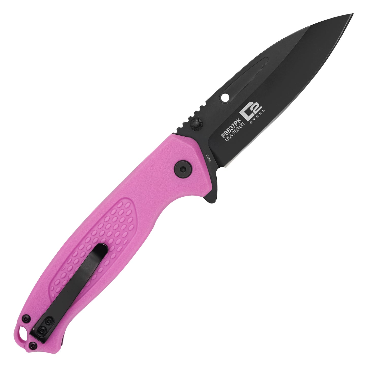 Buckshot Knives - 8.25" Pink Textured D2 | Ball Bearing Pocket Knife
