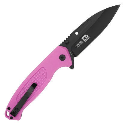 Buckshot Knives - 8.25" Pink Textured D2 | Ball Bearing Pocket Knife