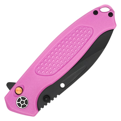 Buckshot Knives - 8.25" Pink Textured D2 | Ball Bearing Pocket Knife