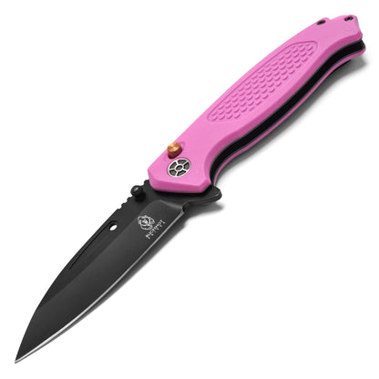 Buckshot Knives - 8.25" Pink Textured D2 | Ball Bearing Pocket Knife
