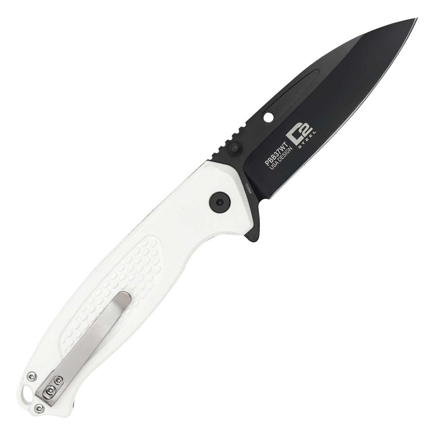 Buckshot Knives - 8.25" White Textured D2 | Ball Bearing Pocket Knife