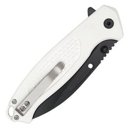 Buckshot Knives - 8.25" White Textured D2 | Ball Bearing Pocket Knife