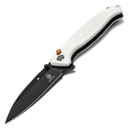 Buckshot Knives - 8.25" White Textured D2 | Ball Bearing Pocket Knife