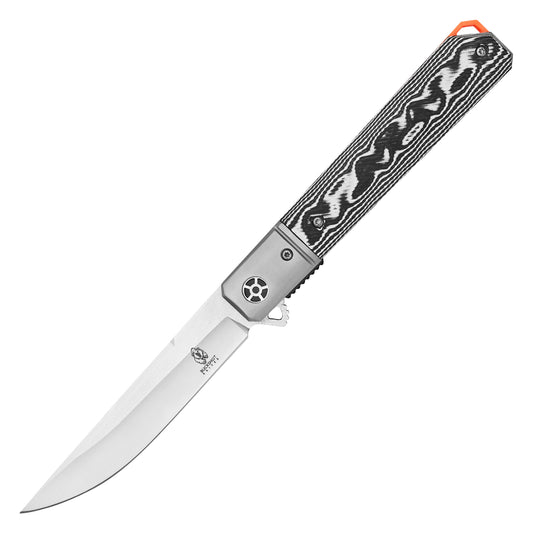 Buckshot Knives - 8.5" White Ripple D2 | Ball Bearing Pocket Knife