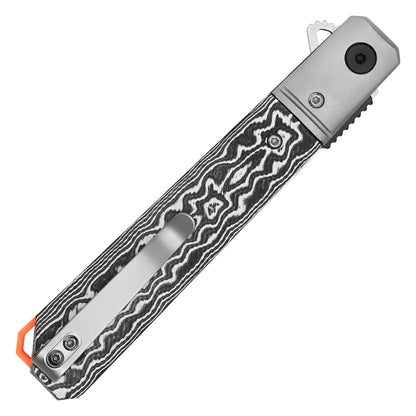 Buckshot Knives - 8.5" White Ripple D2 | Ball Bearing Pocket Knife