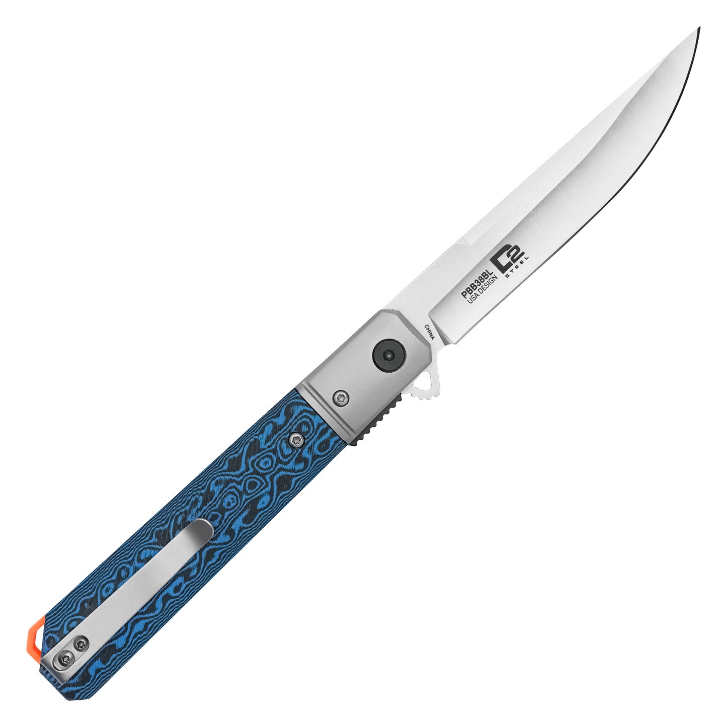 Buckshot Knives - 8.5" Blue Ripple D2 | Ball Bearing Pocket Knife