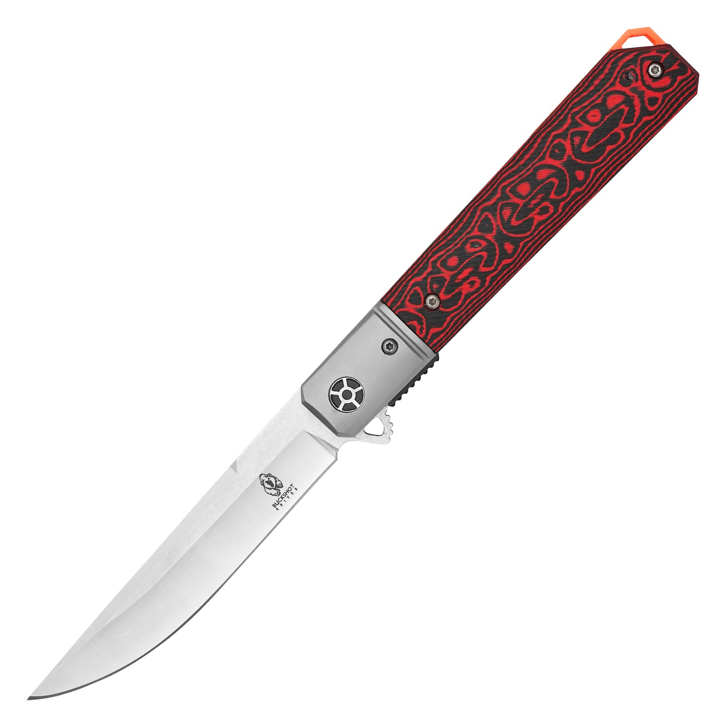 Buckshot Knives - 8.5" Red Ripple D2 | Ball Bearing Pocket Knife