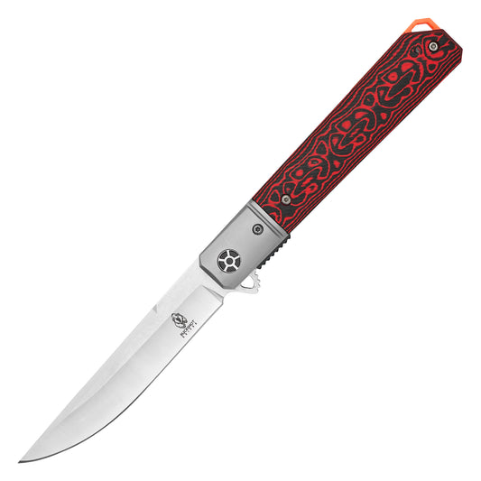 Buckshot Knives - 8.5" Red Ripple D2 | Ball Bearing Pocket Knife