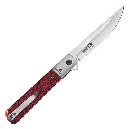 Buckshot Knives - 8.5" Red Ripple D2 | Ball Bearing Pocket Knife