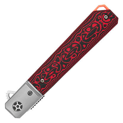 Buckshot Knives - 8.5" Red Ripple D2 | Ball Bearing Pocket Knife