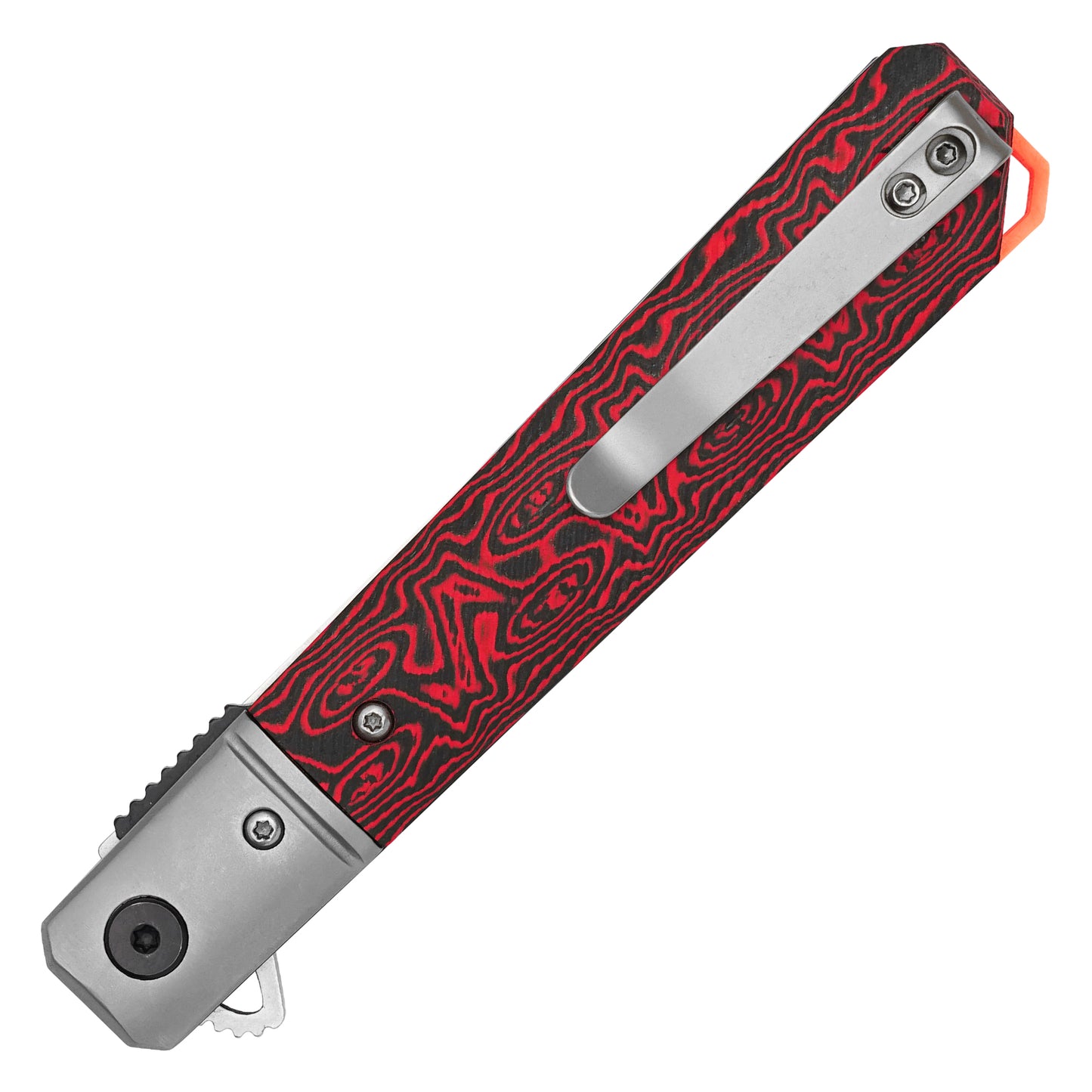 Buckshot Knives - 8.5" Red Ripple D2 | Ball Bearing Pocket Knife
