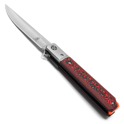 Buckshot Knives - 8.5" Red Ripple D2 | Ball Bearing Pocket Knife