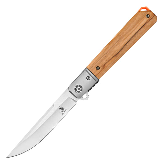 Buckshot Knives - 8.5" Natural Wood D2 | Ball Bearing Pocket Knife