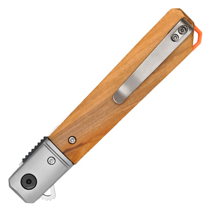 Buckshot Knives - 8.5" Natural Wood D2 | Ball Bearing Pocket Knife
