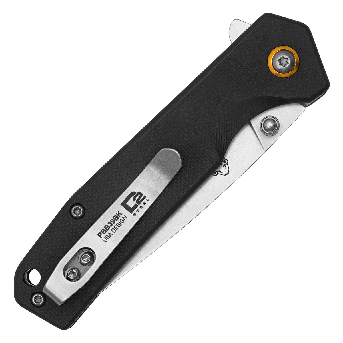 Buckshot Knives - 7" Black D2 Bear | Ball Bearing Pocket Knife